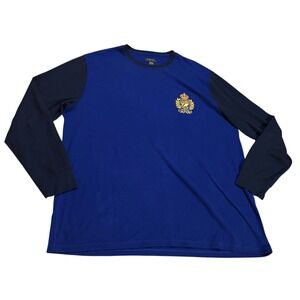 Polo‎ Ralph Lauren Mens 2XL Blue Crested Long Sleeve Sleepwear Crew Neck Shirt